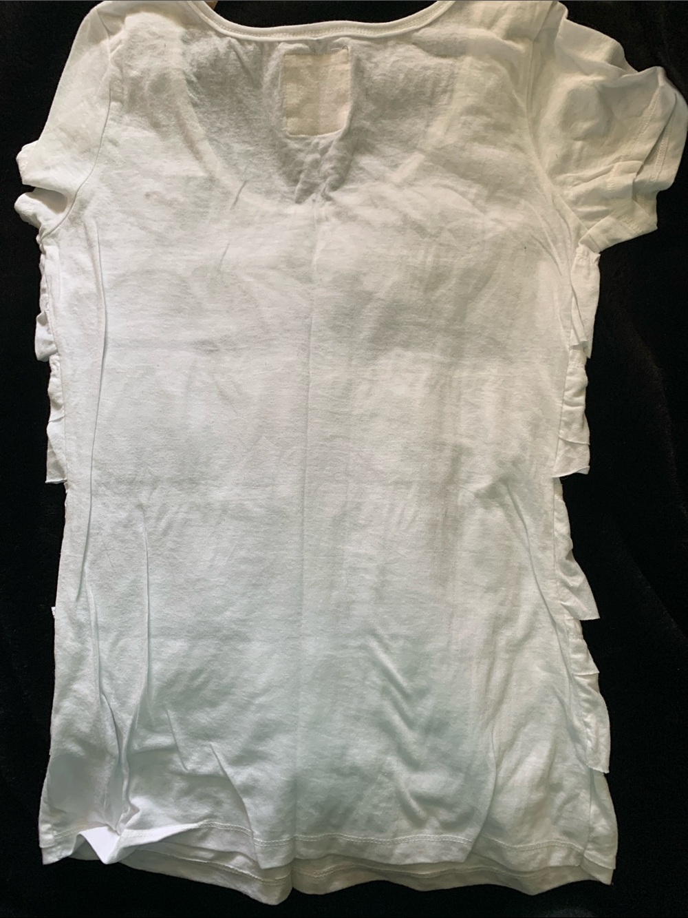 Hollister White Ruffle Short Sleeve Tee with Logo - Picture 2 of 2